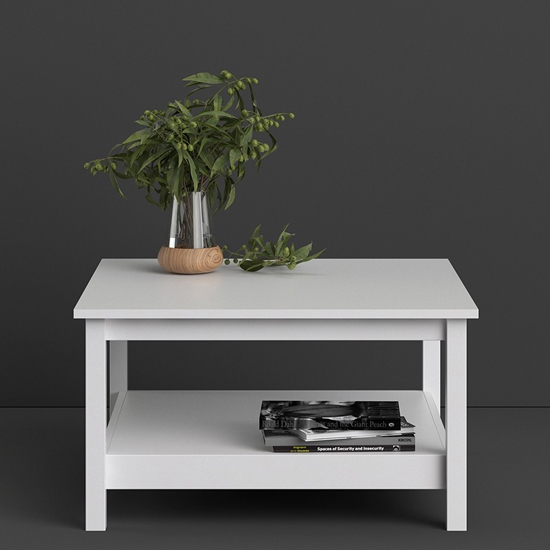 Product photograph of Macron Wooden Square Coffee Table In White from Furniture in Fashion