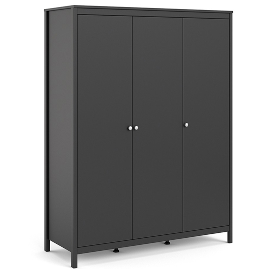 Macron Wooden Wardrobe With 3 Doors In Matt Black