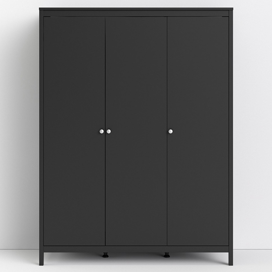 Photo of Macron wooden triple door wardrobe in matt black