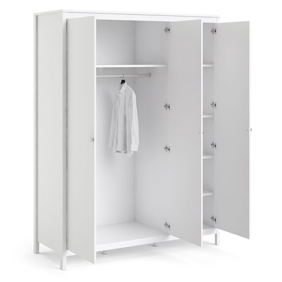 Macron Wooden Wardrobe With 3 Doors In White