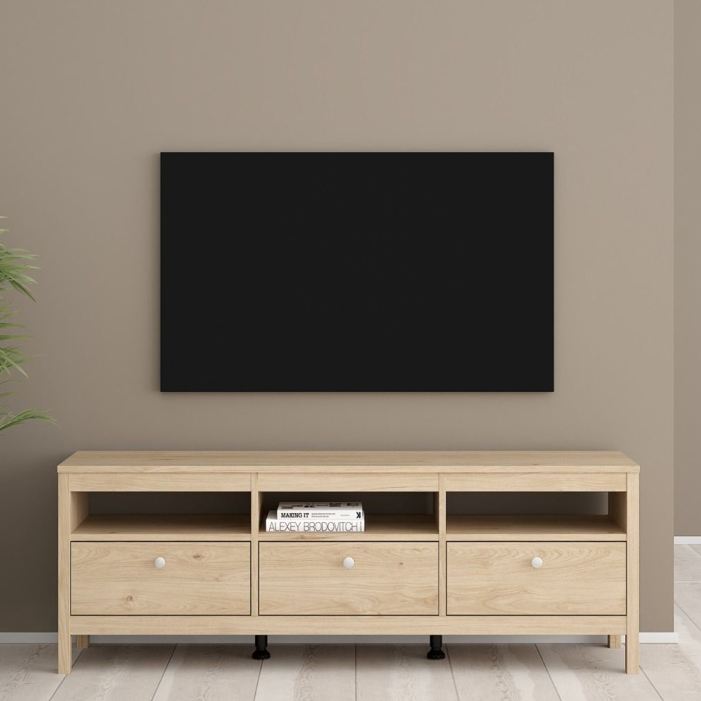 Read more about Macron wooden tv stand with 3 drawers in oak