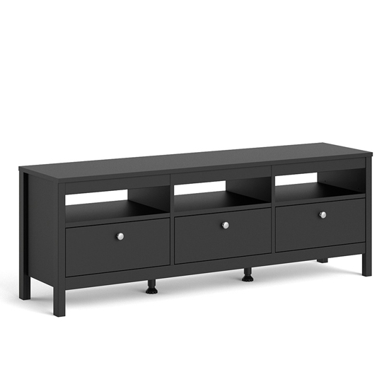 Macron Wooden TV Stand With 3 Drawers In Matt Black