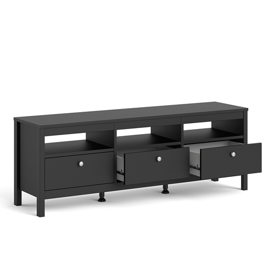Macron Wooden TV Stand With 3 Drawers In Matt Black