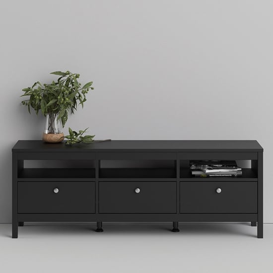 Read more about Macron wooden tv stand with 3 drawers in matt black