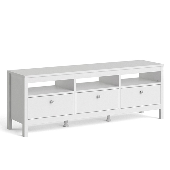Macron Wooden TV Stand With 3 Drawers In White