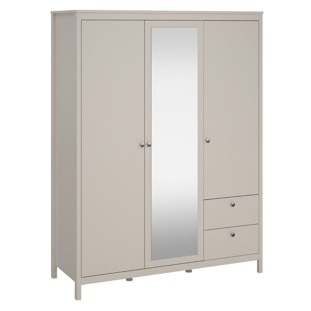 Macron Wooden Wardrobe With 3 Doors 2 Drawers In Cashmere