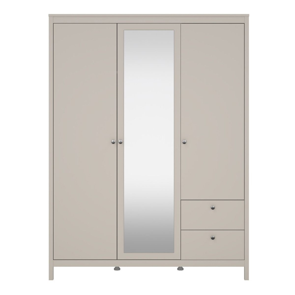 Macron Wooden Wardrobe With 3 Doors 2 Drawers In Cashmere