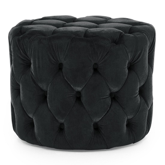 Macrus Velvet Midnight Footstool Blue Furniture in Fashion