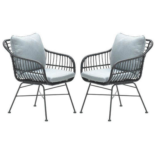 Photo of Macy aluminum frame mint grey fabric dining chairs in pair