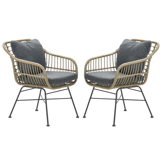Read more about Macy aluminum frame mystic grey fabric dining chairs in pair