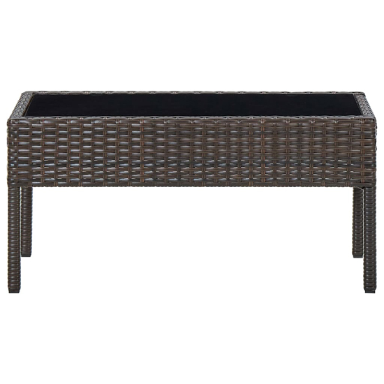 Macy Rattan Garden Coffee Table Large In Brown With Glass Top