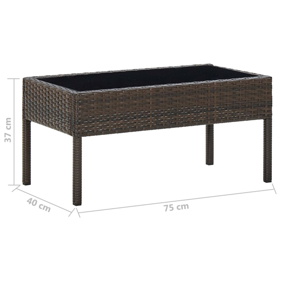 Macy Rattan Garden Coffee Table Large In Brown With Glass Top