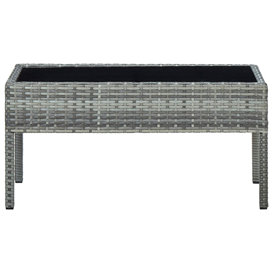 Macy Rattan Garden Coffee Table Large In Grey With Glass Top