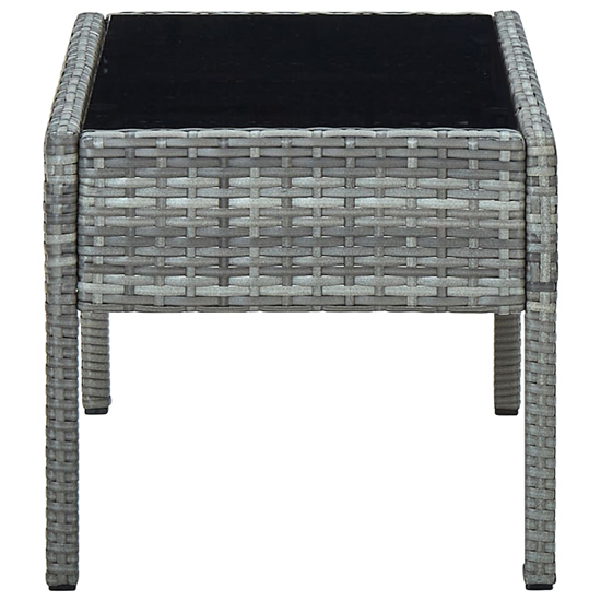 Macy Rattan Garden Coffee Table Large In Grey With Glass Top