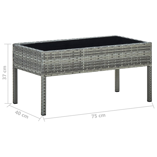 Macy Rattan Garden Coffee Table Large In Grey With Glass Top
