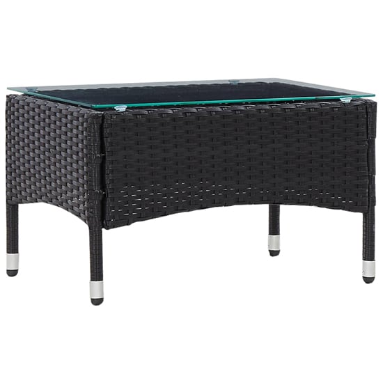 Product photograph of Macy Rattan Garden Coffee Table Small In Black With Glass Top from Furniture in Fashion