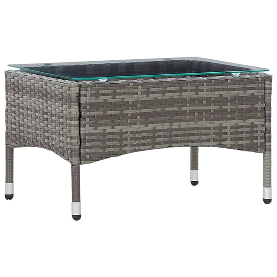 Product photograph of Macy Rattan Garden Coffee Table Small In Grey With Glass Top from Furniture in Fashion