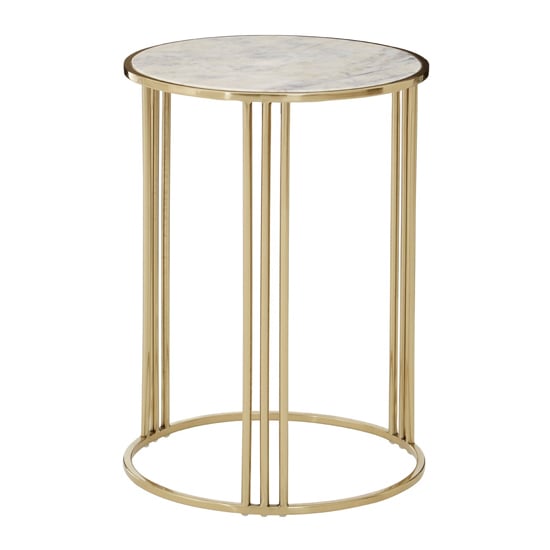 Macy Round Side Table In Gold Furniture in Fashion