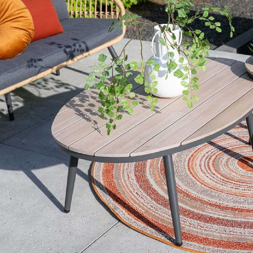 Macy Wooden Garden Oval Coffee Table In Light Oak