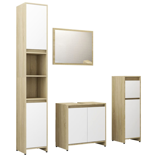 Madden Wooden Bathroom Furniture Set In White And Sonoma Oak_2