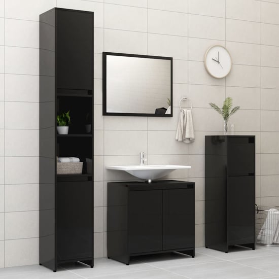 Madden High Gloss Bathroom Furniture Set In Black