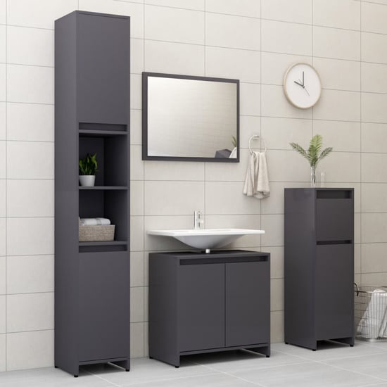 Madden High Gloss Bathroom Furniture Set In Grey