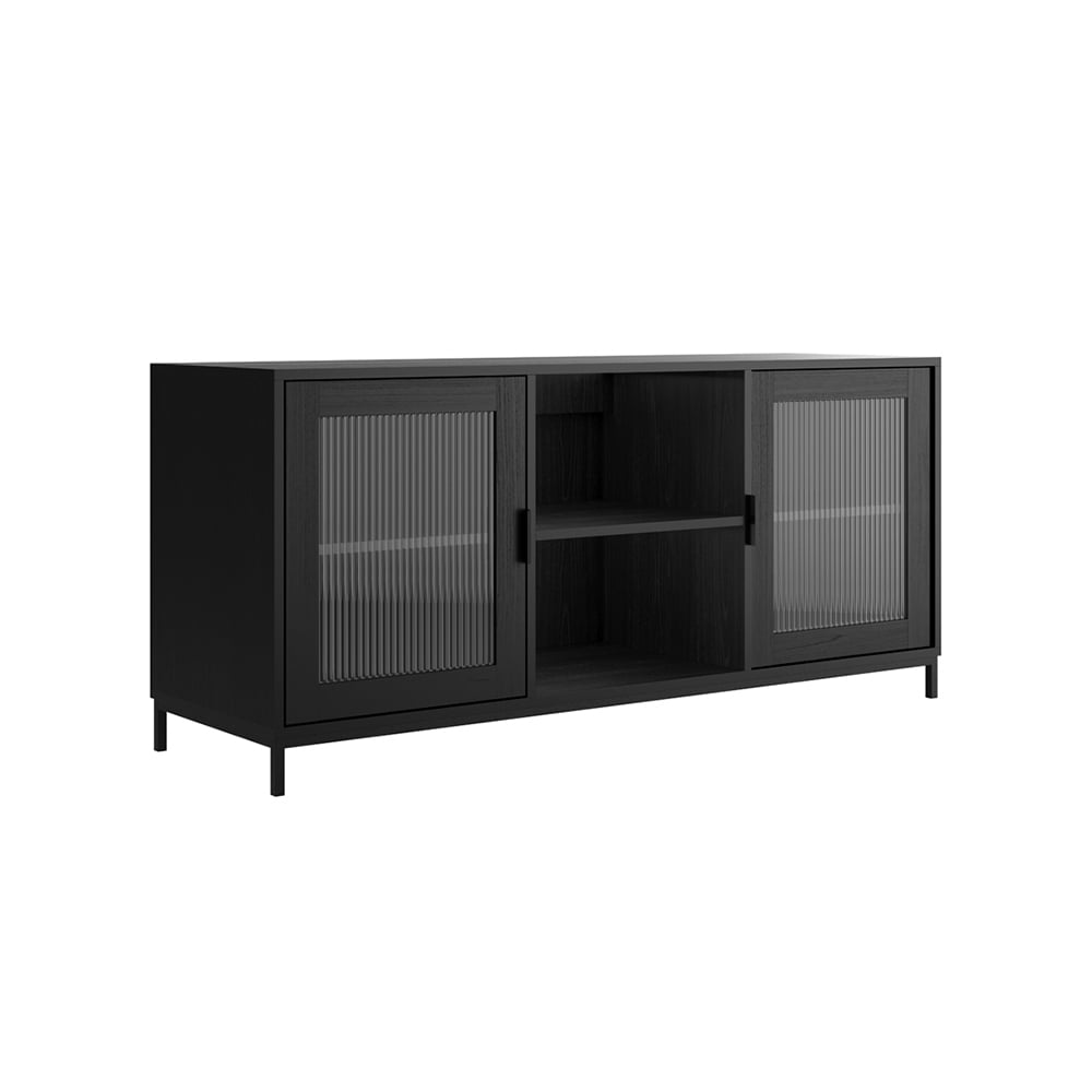 Read more about Maddox wooden tv stand with 2 doors in black