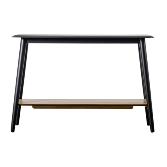 Maddux Rectangular Wooden Console Table With Shelf In Black