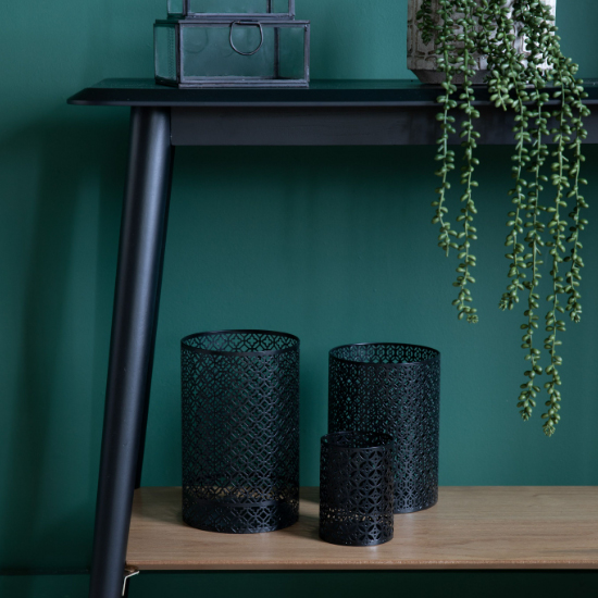 Maddux Rectangular Wooden Console Table With Shelf In Black
