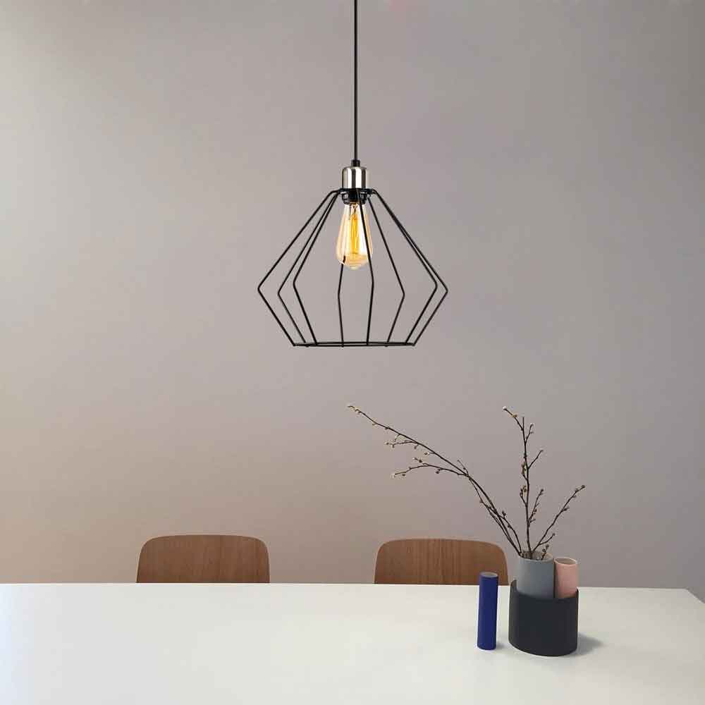 Maden Diamond Shape Metal Ceiling Pendant Light in Black