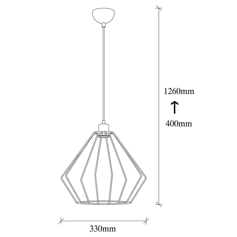 Maden Diamond Shape Metal Ceiling Pendant Light in Black