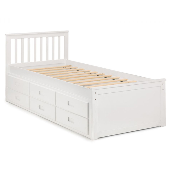 Maeko Captains Single Bed In White With Underbed And Drawers