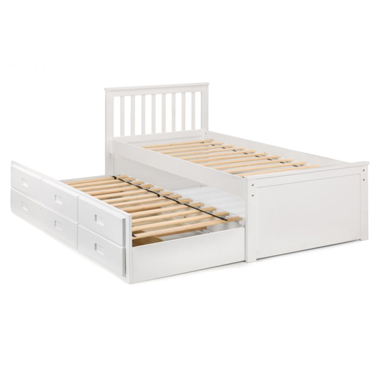 Maeko Captains Single Bed In White With Underbed And Drawers