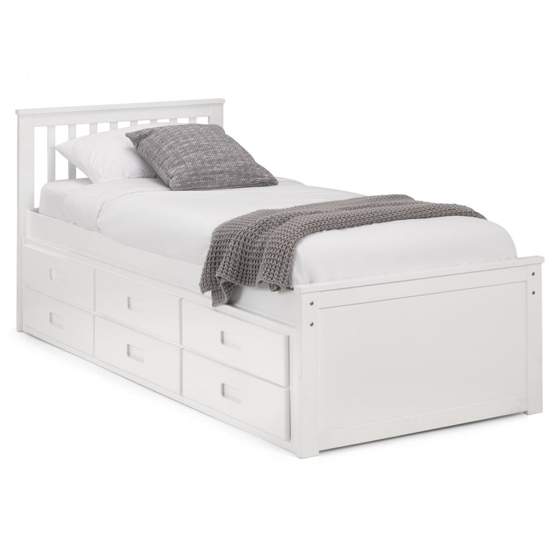 Maeko Captains Single Bed In White With Underbed And Drawers