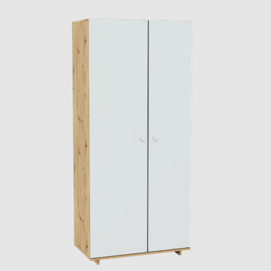 Product photograph of Madera Wooden Wardrobe 2 Doors In Artisan Oak And Alpine White from Furniture in Fashion