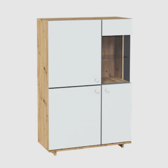 Madera Wooden Display Cabinet 3 Doors In Artisan Oak With LED