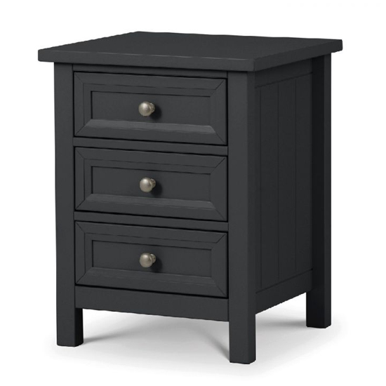 Photo of Madge wooden bedside cabinet with 3 drawers in anthracite