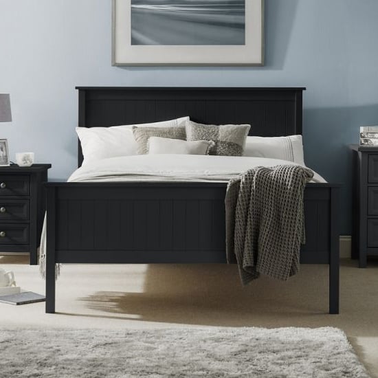 Product photograph of Madge Wooden Double Bed In Anthracite from Furniture in Fashion