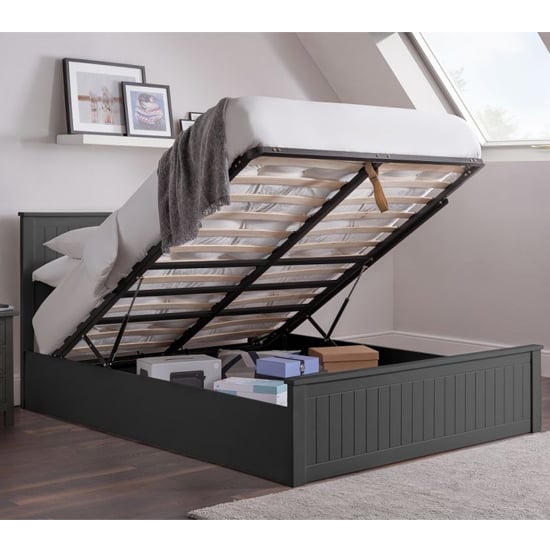 Photo of Madge wooden ottoman double bed in anthracite