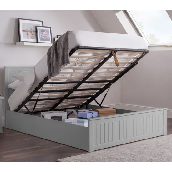 Product photograph of Madge Wooden Ottoman Double Bed In Dove Grey from Furniture in Fashion