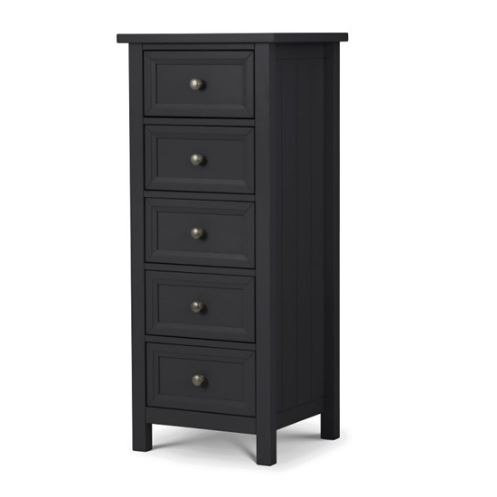 Product photograph of Madge Tall Wooden Chest Of 5 Drawers In Anthracite from Furniture in Fashion