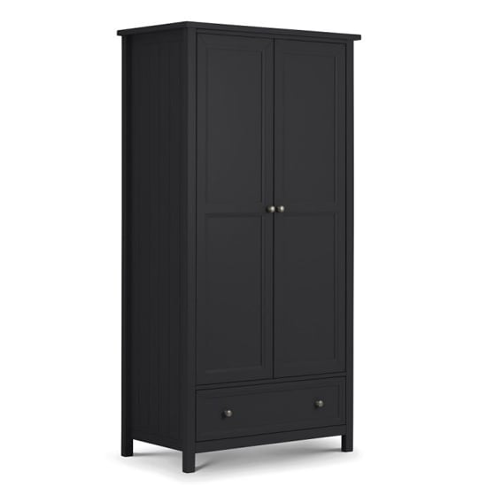 Product photograph of Madge Wooden Wardrobe With 2 Doors And 1 Drawer In Anthracite from Furniture in Fashion