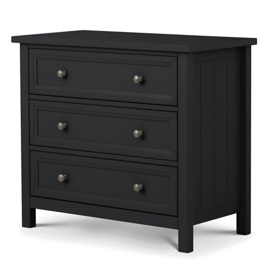 Product photograph of Madge Wide Wooden Chest Of 3 Drawers In Anthracite from Furniture in Fashion
