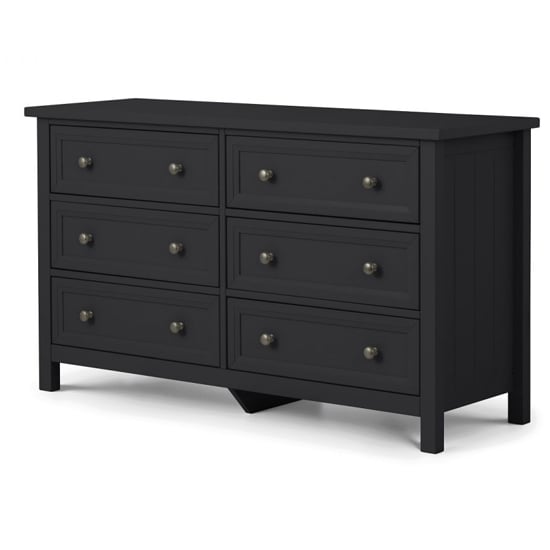 Product photograph of Madge Wide Wooden Chest Of 6 Drawers In Anthracite from Furniture in Fashion