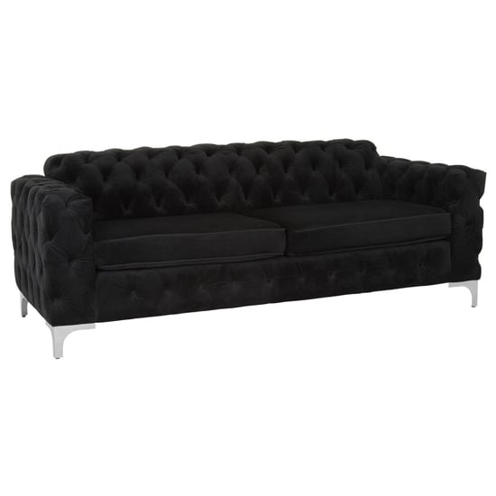 Product photograph of Madine Upholstered Velvet 3 Seater Sofa In Black from Furniture in Fashion