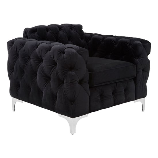 Product photograph of Madine Upholstered Velvet Armchair In Black from Furniture in Fashion