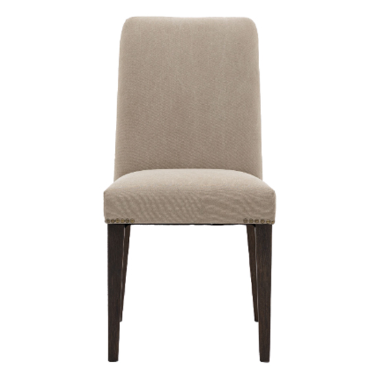 Madisen Grey Fabric Dining Chairs With Brown Legs In Pair
