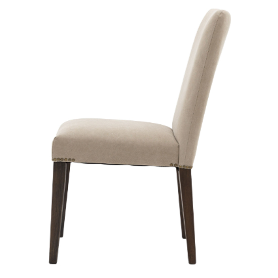 Madisen Grey Fabric Dining Chairs With Brown Legs In Pair