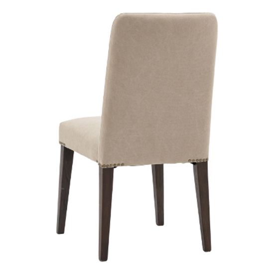 Madisen Grey Fabric Dining Chairs With Brown Legs In Pair