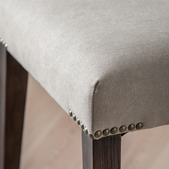 Madisen Grey Fabric Dining Chairs With Brown Legs In Pair